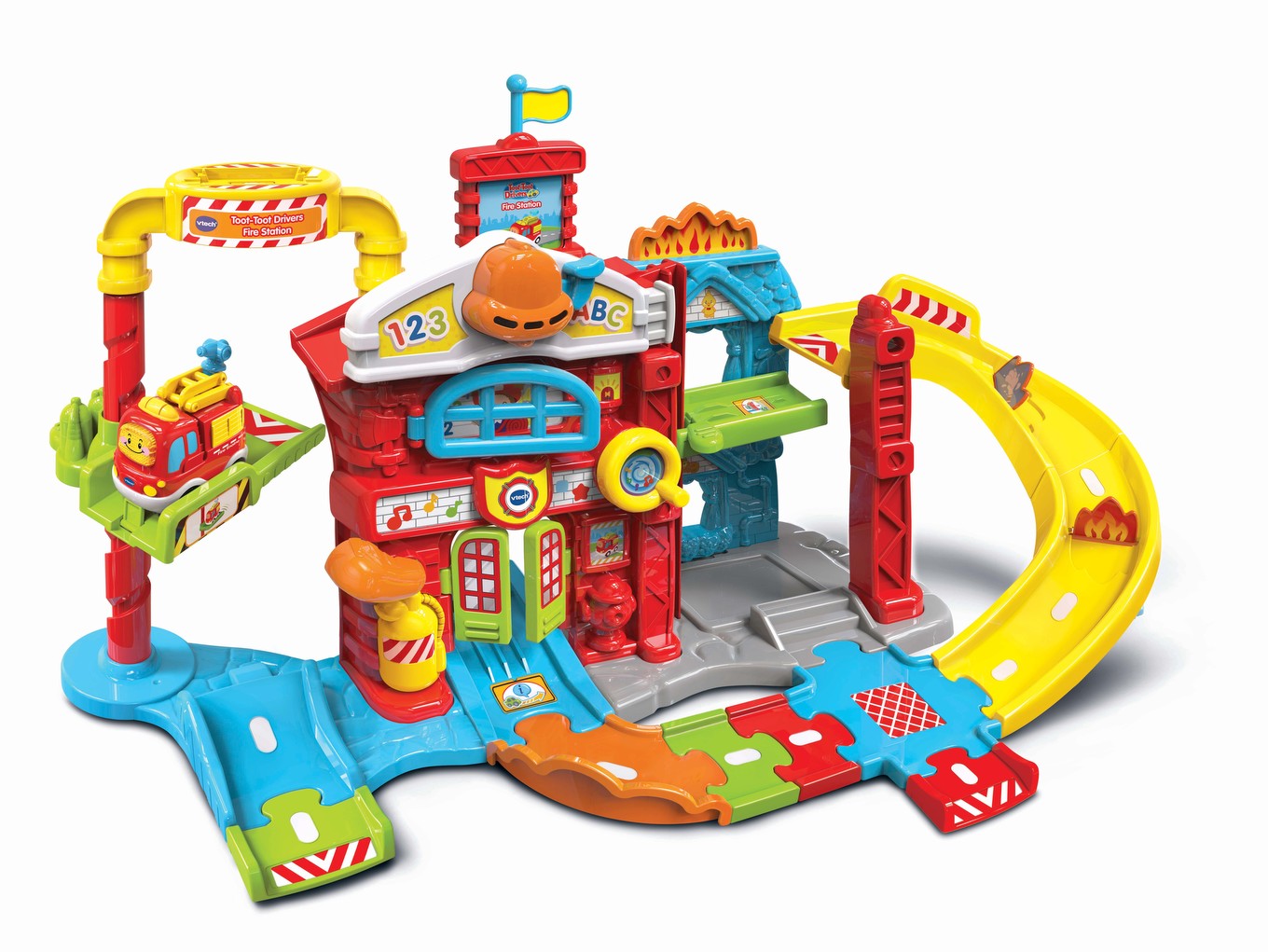 VTech - TUT TUT Copains - Super Fire Station Truck, Ladder, Truck,  Helicopter - 1/5 Years - FR Version