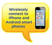 Wirelessly connect to iPhone and Android smart phones