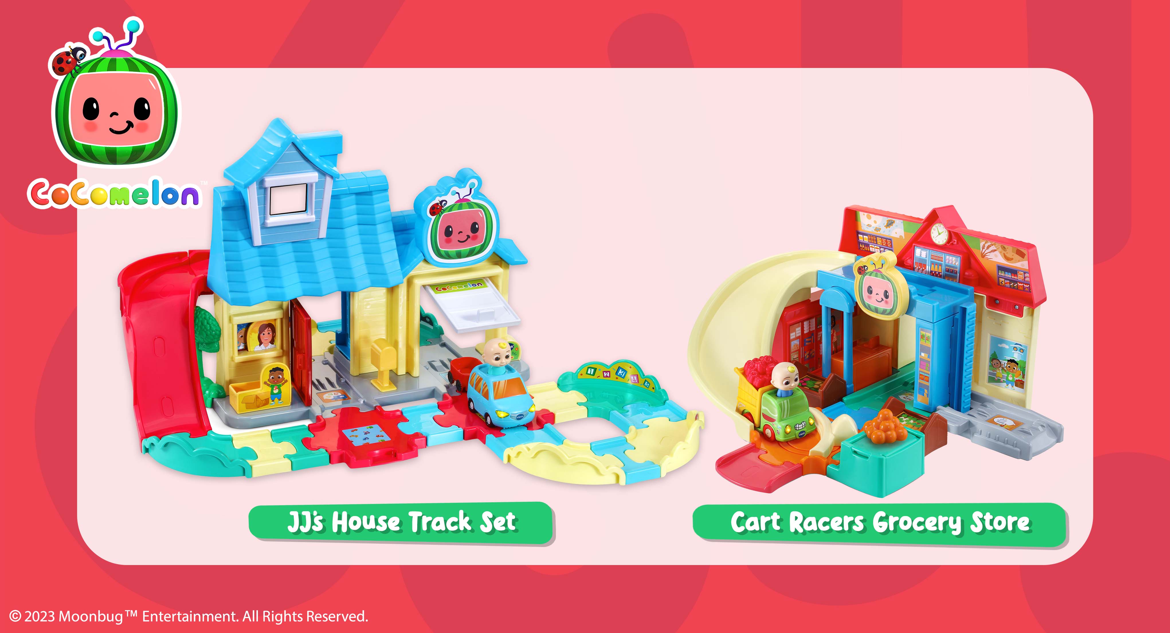 Toot-Toot CoComelon: JJ's House Track Set and Cart Racers Grocery Store